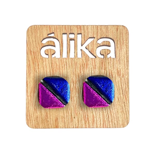 Aretes Chicos Mosaico Cuadrado (Metálico)