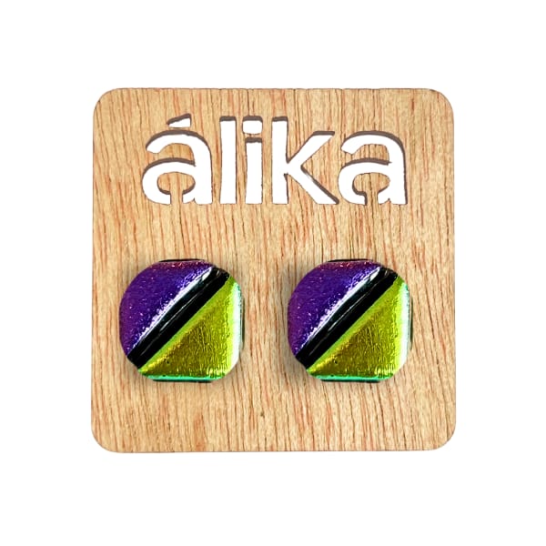 Aretes Chicos Mosaico Cuadrado (Metálico)