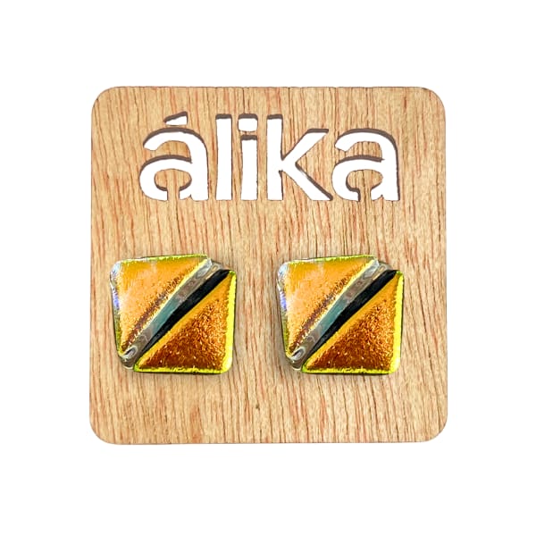 Aretes Chicos Mosaico Cuadrado (Metálico)