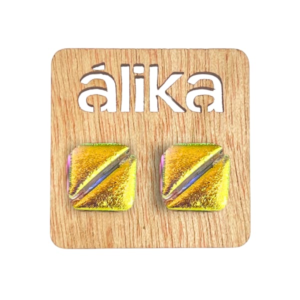 Aretes Chicos Mosaico Cuadrado (Metálico)