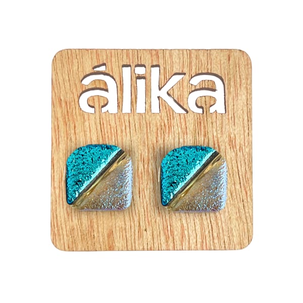 Aretes Chicos Mosaico Cuadrado (Metálico)