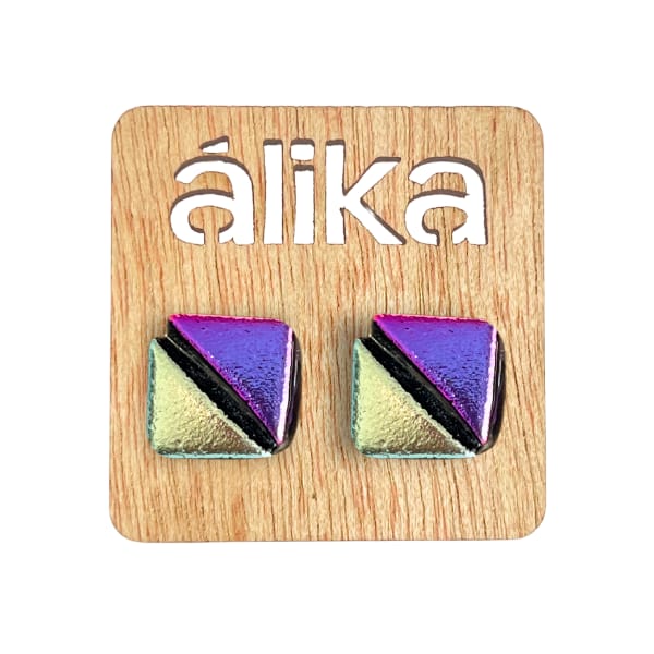 Aretes Chicos Mosaico Cuadrado (Metálico)