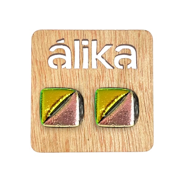 Aretes Chicos Mosaico Cuadrado (Metálico)