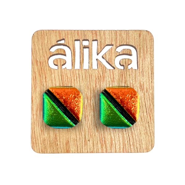 Aretes Chicos Mosaico Cuadrado (Metálico)