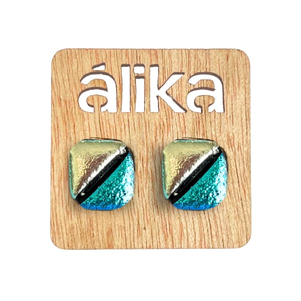 Aretes Chicos Mosaico Cuadrado (Metálico)