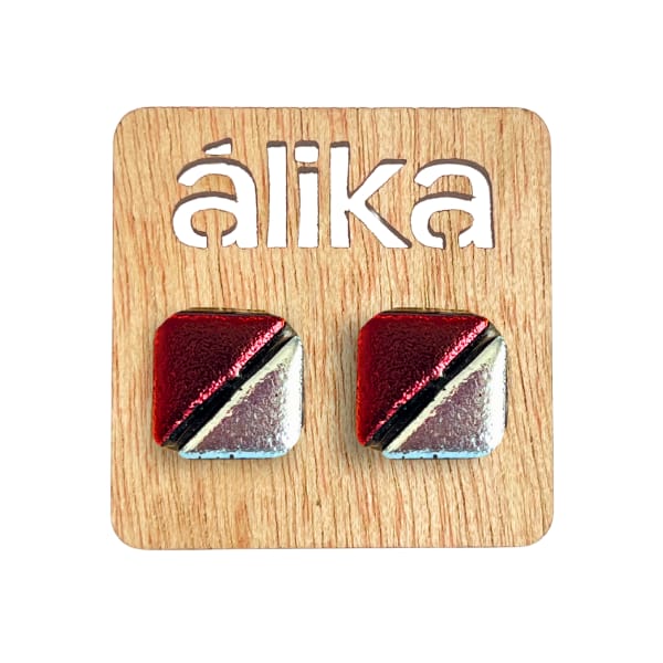 Aretes Chicos Mosaico Cuadrado (Metálico)