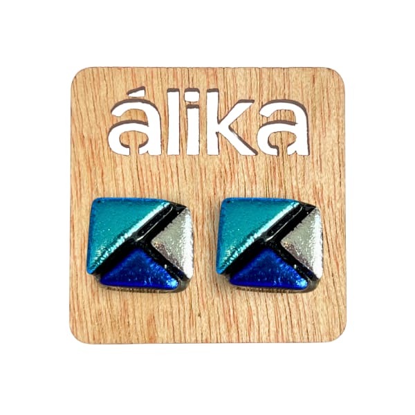 Aretes Chicos Mosaico Cuadrado (Metálico)