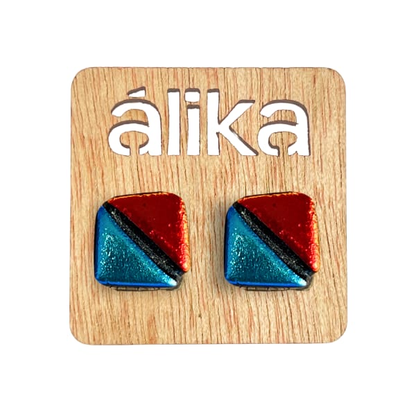 Aretes Chicos Mosaico Cuadrado (Metálico)