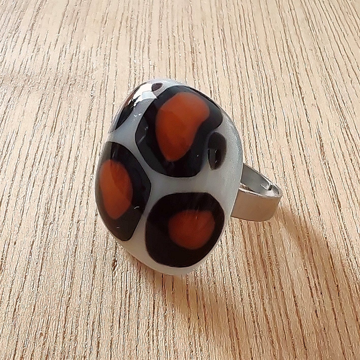 Anillo CH Animal Print Hueso