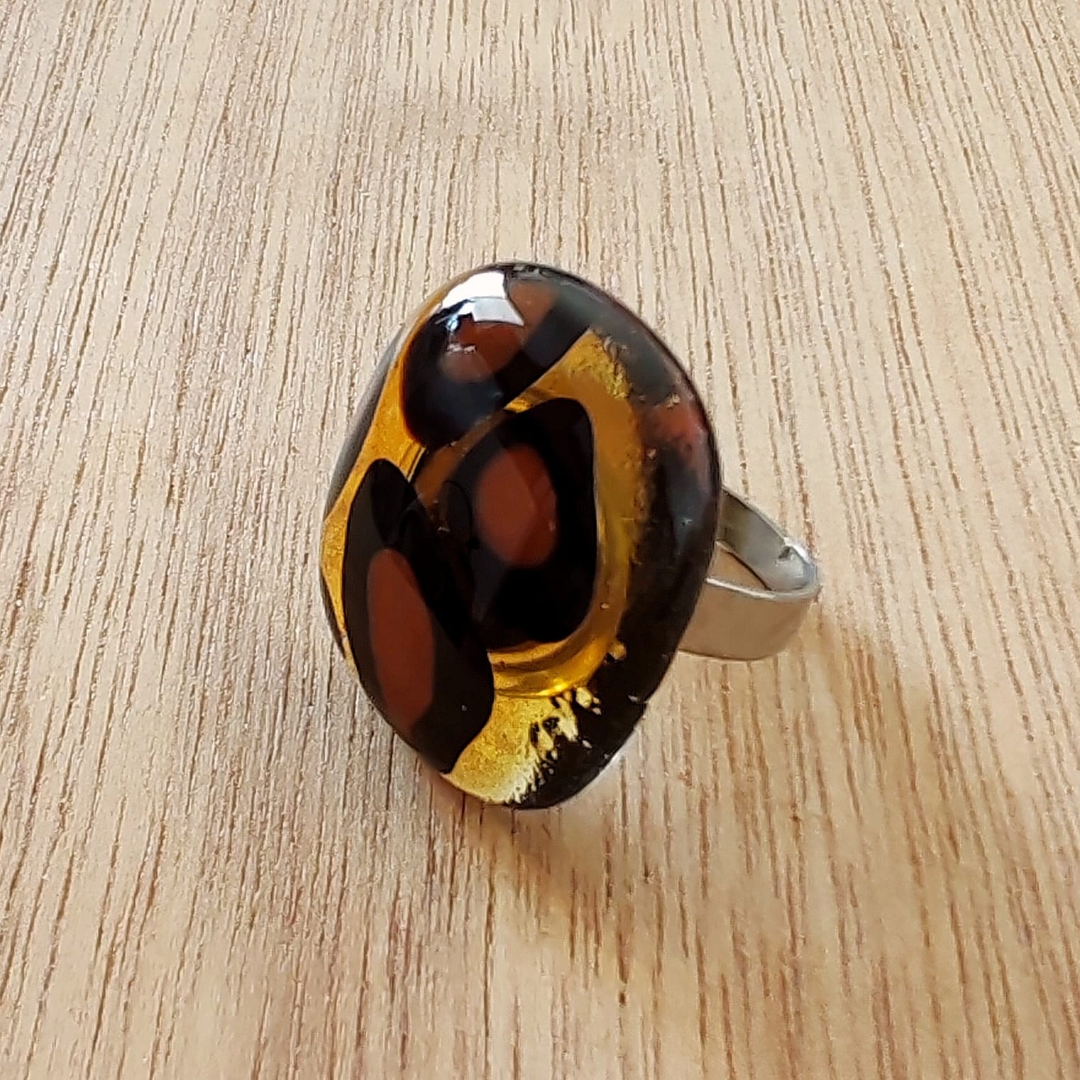 Anillo CH Animal Print Hueso