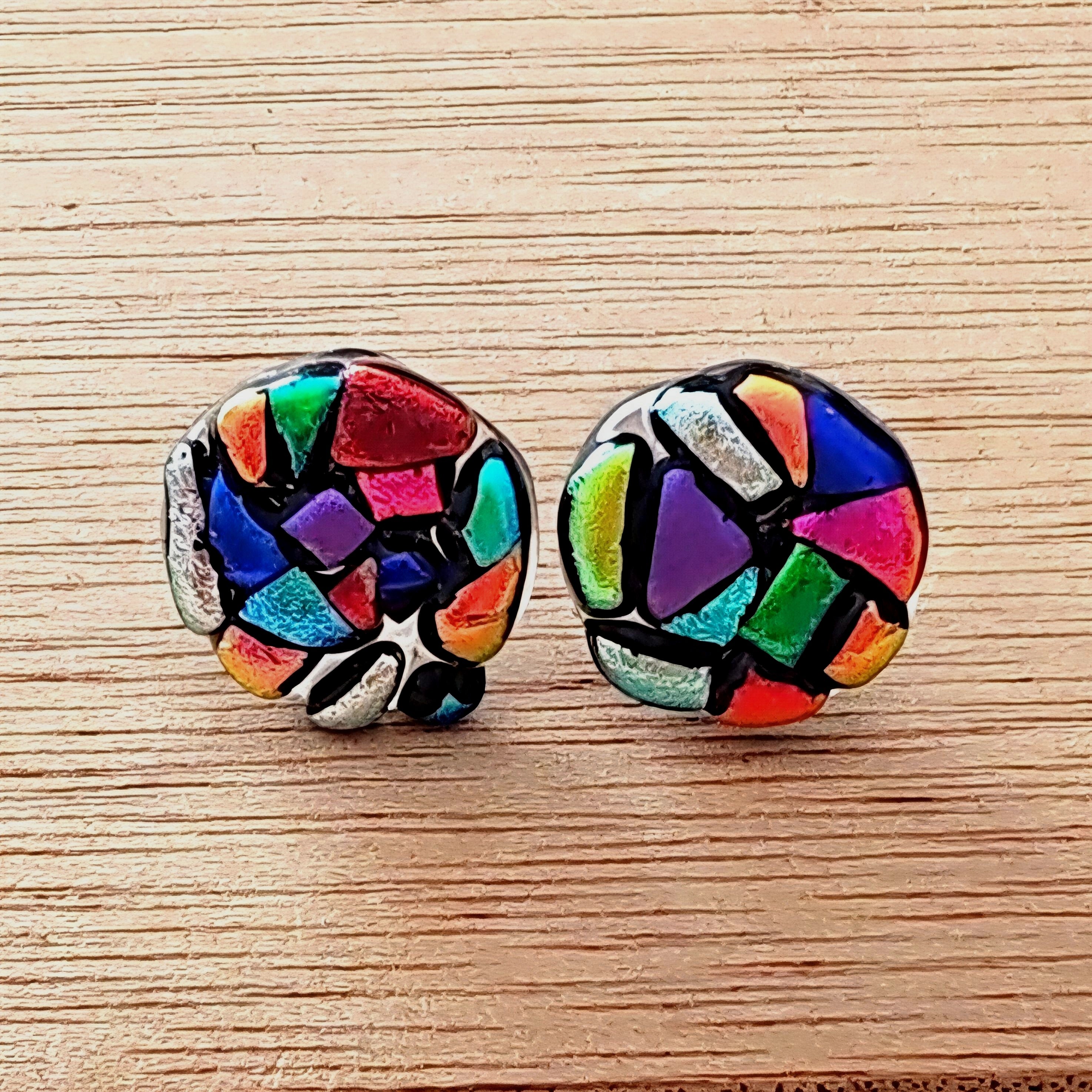 Aretes redondos de vitromosaico